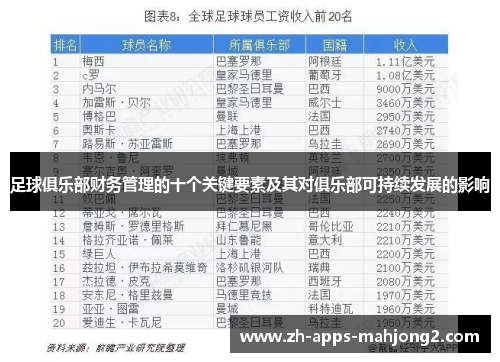 足球俱乐部财务管理的十个关键要素及其对俱乐部可持续发展的影响 足球俱乐部财务管理的十个关键要素及其对俱乐部可持续发展的影响